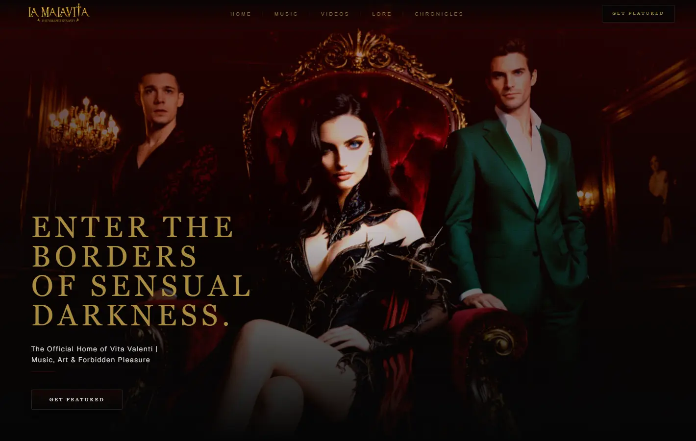 A cinematic scroll experience built for a Sicilian Gothic Noir persona